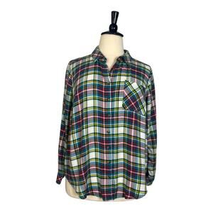 Torrid Button Down Collared Soft Flannel Red Green Multi Plaid Women’s Size 2X